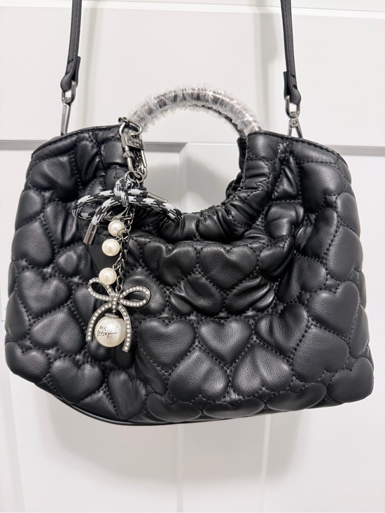 Betsey Johnson Handbags - Betsey Johnson BJ103065 quilted hearts faux leather hobo mini satchel bag